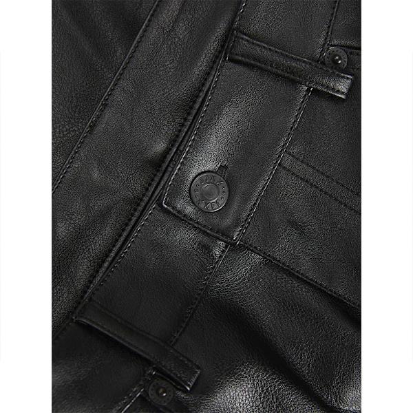 Jack & Jones Byxor Med Hög Midja Kenya Straight Faux Leat Svart S Kvinna