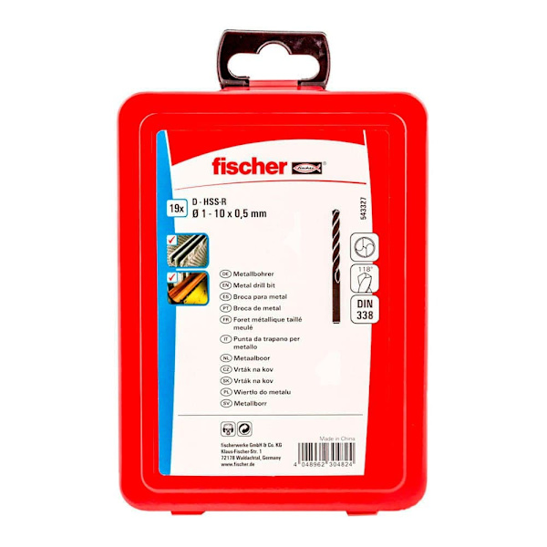 Fischer Group Metallborr Hss-r Din338 1-10 543327 19 Enheter Durchsichtig,Silver