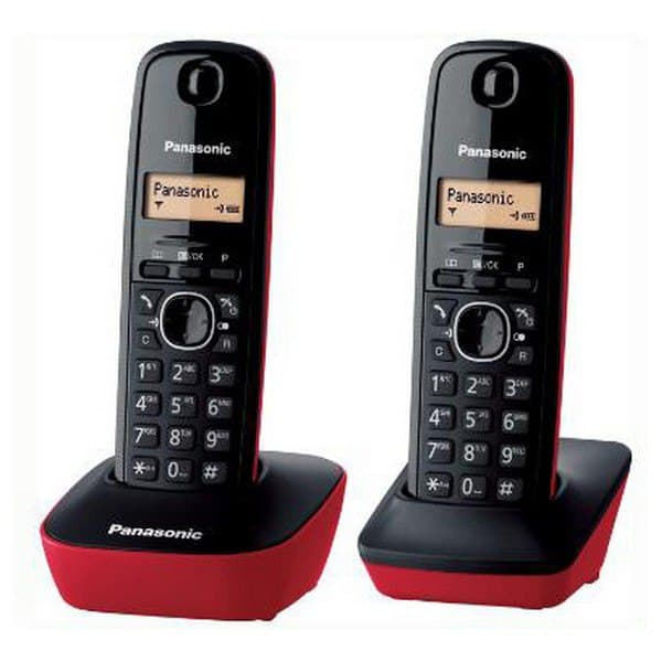 Panasonic Trådløs Fastnettelefon Dect Duo Pack Rød,Sort Sort, Rød