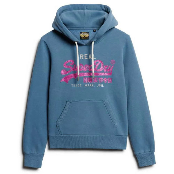 Superdry Embellished Vl Graphic Huvtröja Blå S Kvinna