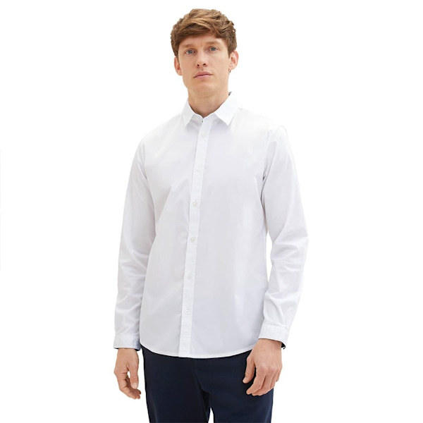 Tom Tailor Skjorte 1037435 Stretch Poplin Hvid 2XL Mand