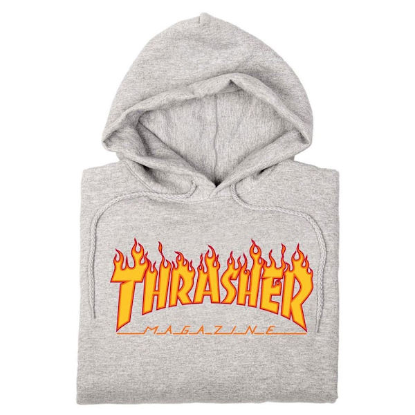 Thrasher Luvtröja Flame Logo Grå S Man