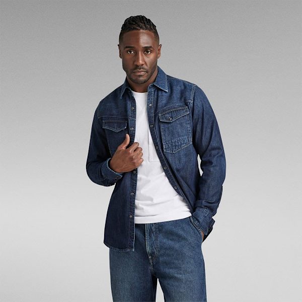 G-star D23616-d252 Slim Fit Skjorte Med Lange ærmer Blå 2XL Mand