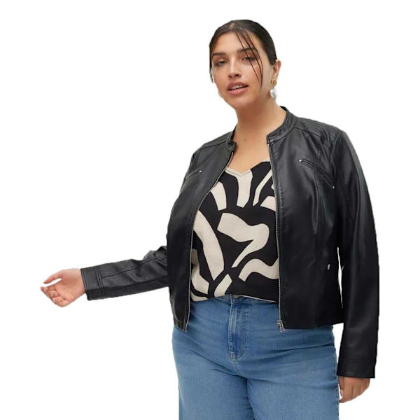 Vero Moda Curve Cfavodona Læderjakke Sort 52 Kvinde