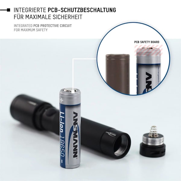 Ansmann Li-ion 18650 3400mah 3.6v Micro-usb 1307-0003 Batterier Blå,Søvfarvet