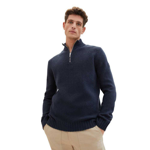 Tom Tailor 1038253 Cosy Knitted Troyer Halv Dragkedja Tröja Blå L Man