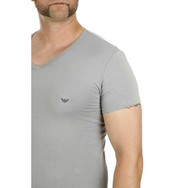 Emporio Armani 111512 Cc717 Kortærmet V-hals T-shirt Grå M Mand