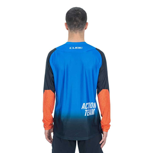 Cube Langærmet Enduro Trøje Vertex X Action Team Blå,Sort 2XL Mand