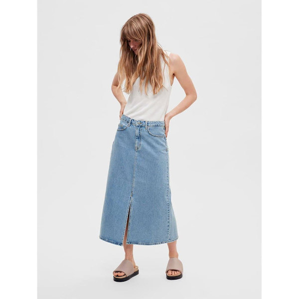 Selected Denim Kjol Krista-gerda Blå 36 Kvinna