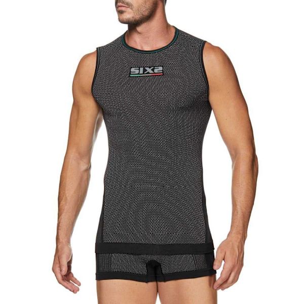 Sixs Sml Breezytouch Ärmlös Baslager Svart 3XL-4XL Man