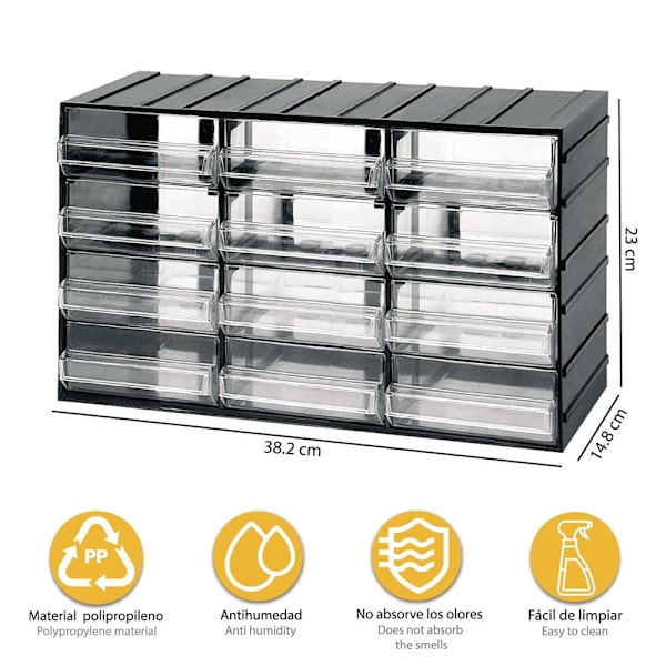 Artplast Kassettere Med 12 38.2x14.8x23 Cm 38.2x14.8x23 Cm Kommode Transparent