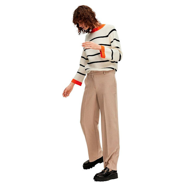 Selected Keskivyötäröhousut Rita Wide Fit Beige 40 / 30 Nainen