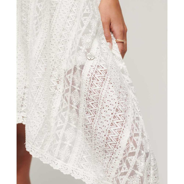 Superdry Vintage All Lace ärmlös Midiklänning Beige XS Kvinna