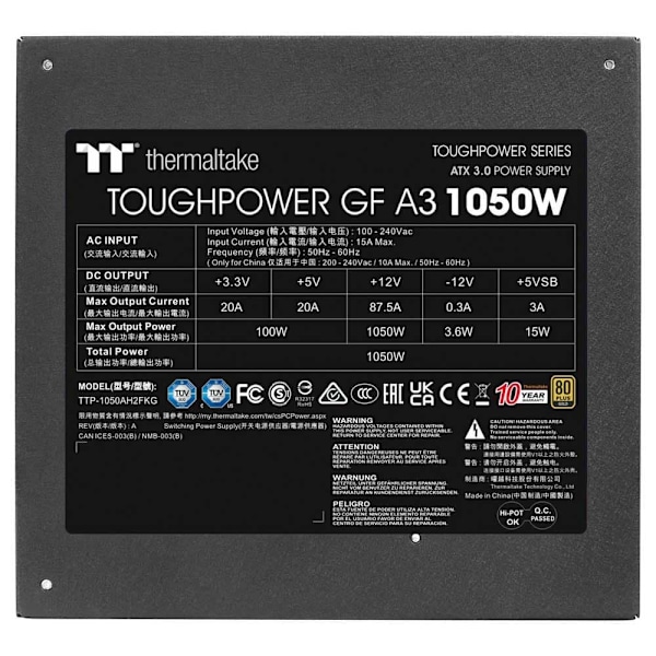 Thermaltake Modulær Strømforsyning Toughpower Gf A3 Gold 1050w Sort