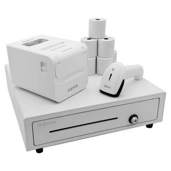 Approx Skrivare + Streckkodsskanner Myntlåda Apppospack4180wh V2 + Durchsichtig