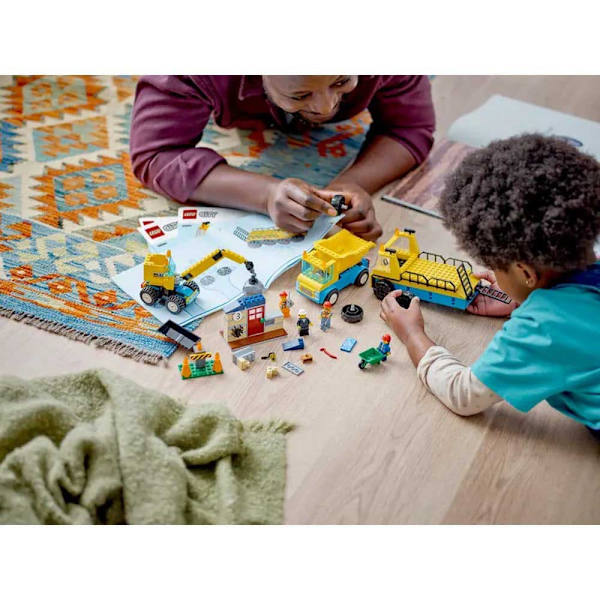 Lego Arbejds-og Kranbiler Med Nedrivningsbold Gylden