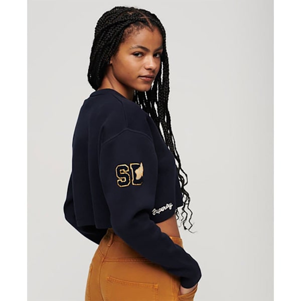 Superdry Tröja Varsity Crop Crew Blå S Kvinna