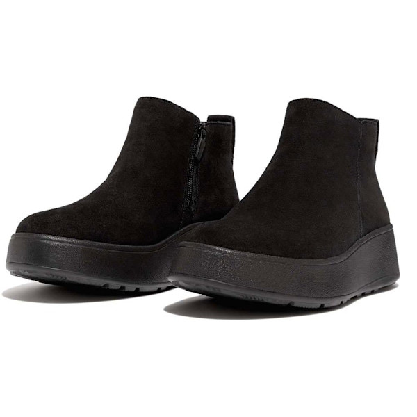 Fitflop F-mode Suede Flatform Zip Ankle Støvler Sort EU 37 Kvinde