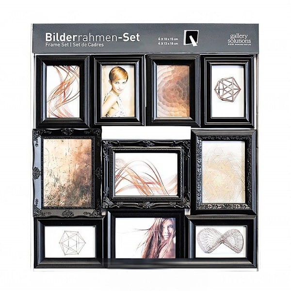 Nielsen Design 10 Piece Ornament Set Resin Photo Frame Svart