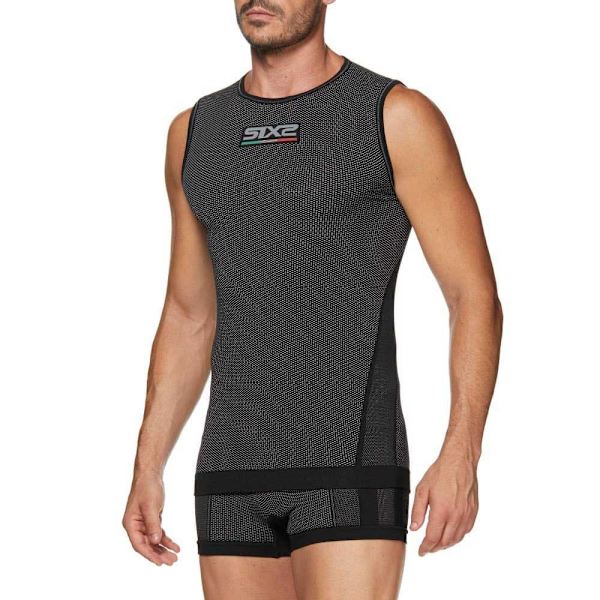 Sixs Ærmeløs T-shirt Carbon Sort 3XL-4XL Mand