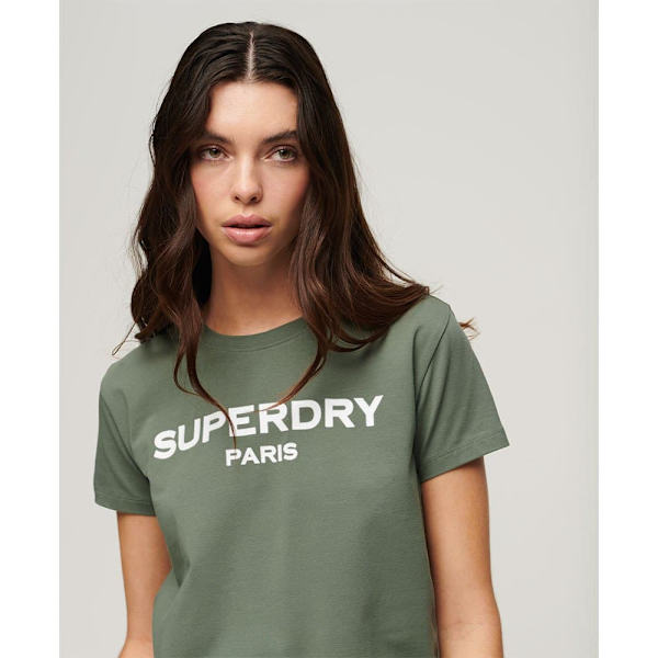 Superdry Sport Luxe Graphic Fitted T-shirt Med Korte ærmer Grøn S Kvinde