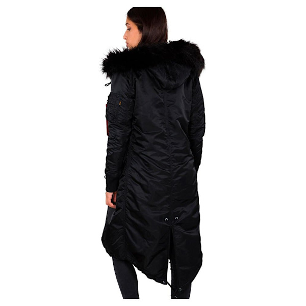 Alpha Industries Jakke Long Fishtail Sort S Kvinde
