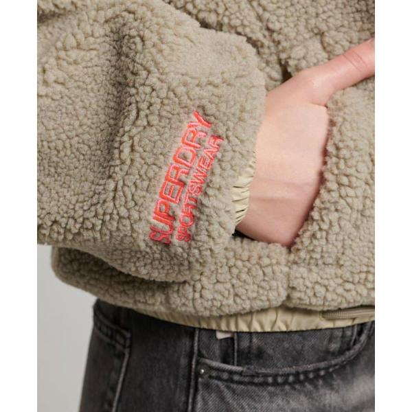 Superdry Full Vetoketjullinen Villapaita Borg Boxy Ruskea 2XS Nainen