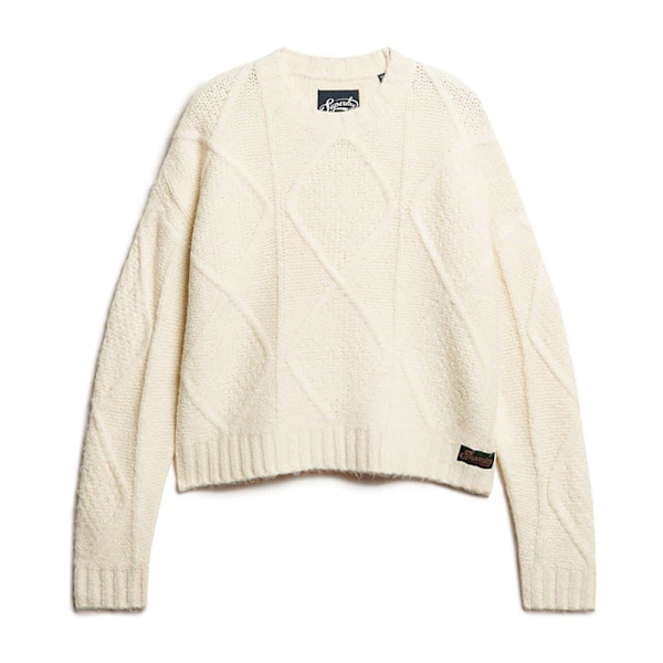 Superdry Chunky Cable Tröja Med Hög Krage Gul XL Kvinna