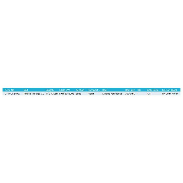 Kinetic Surfcasting Combo Prodigy Cl Blå 4.27 m / 80-200 g