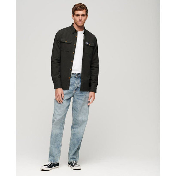 Superdry Lang ærmet Skjorte Flannel Workwear Sort S Mand
