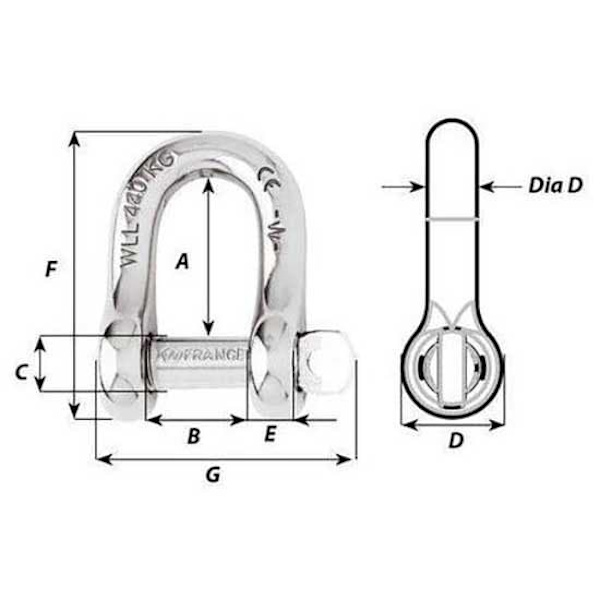 Wichard Captive Pin Shackle Søvfarvet 10 mm
