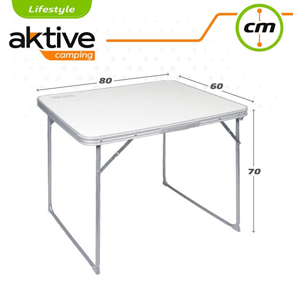 Aktive Aseta Mesa Con 2 Sillas Plegables Valkoinen