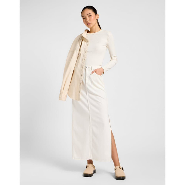 Lee Side Slit Midikjol Beige 29 Kvinna