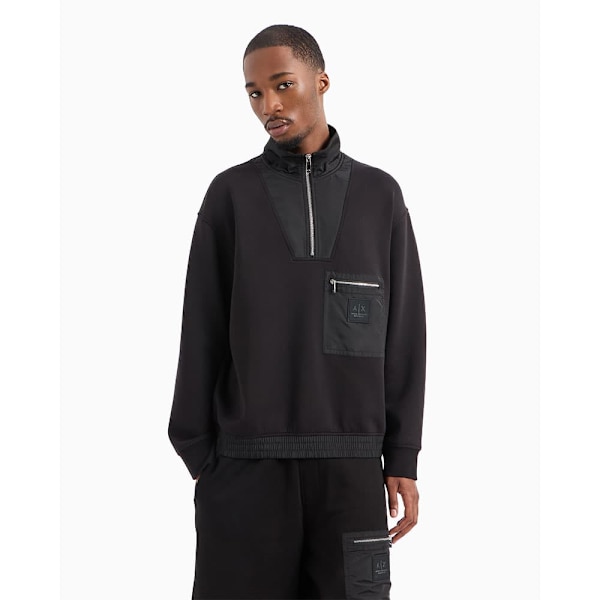Armani Exchange Xm000083_af10818 Halv Lynlås Sweatshirt Sort L Mand