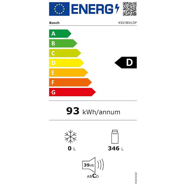 Bosch Køleskab Med én Dør Ksv 36vldp Søvfarvet 273L / EU Plug