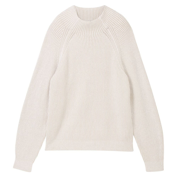 Tom Tailor Knit Plated Rib Tröja Beige M Kvinna
