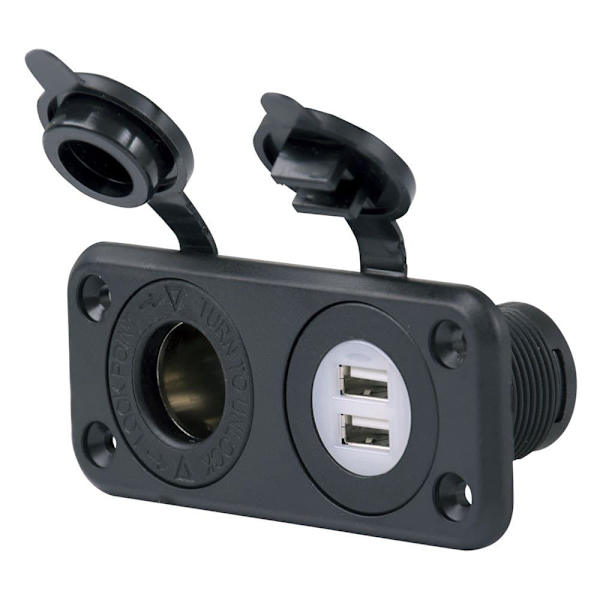 Marinco Sealink Deluxe Dual Usb Charger And 12v Receptacle Sort