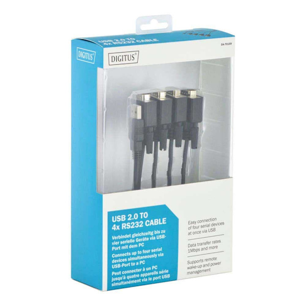 Digitus Usb-a Til Vga-adapter 4xrs232 Sort