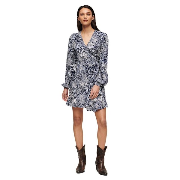 Superdry Printed Wrap Långärmad Kort Klänning Flerfärgad S Kvinna
