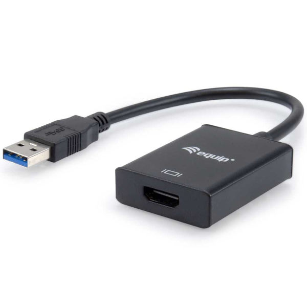 Equip Til Hdmi M/f-adapter 133385 Usb 3.0 Sort Sort
