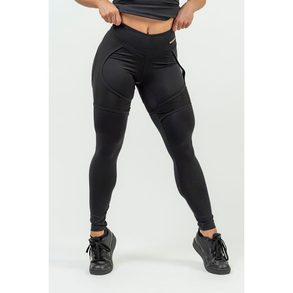 Nebbia Leggings Hög Midja Intense Mesh Gold Svart L Kvinna