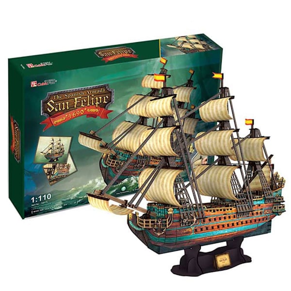Tachan 3d-puslespil Båd San Felipe Cubic Fun Gylden