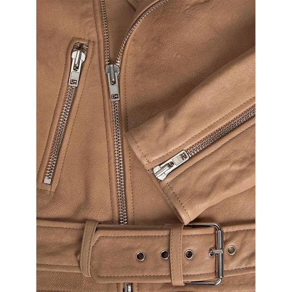 Jack & Jones Læderjakke Holly Biker Beige L Kvinde