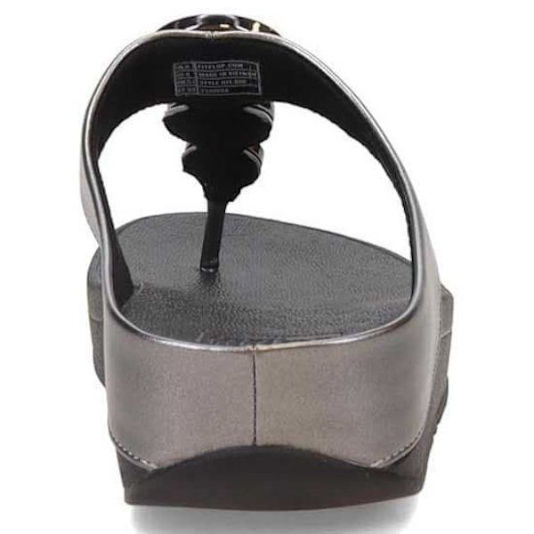 Fitflop Slides Halo Bead-circle Metallic Toe-post Svart EU 40 Kvinna