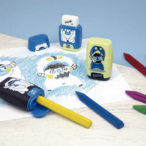 Milan Display Box 16 Compact The Yeti Med Penna Pennvässare Compact The Yeti Blå