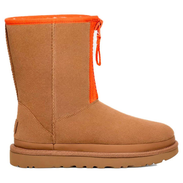 Ugg Stövlar Classic Short Zipper Tape Logo Beige EU 37 Kvinna