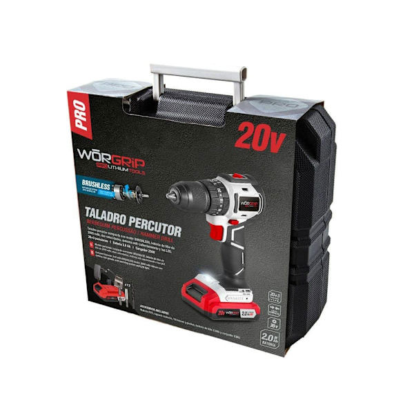 Worgrip Kompakt Børsteløs Hammerbor 1 Batteri 2.0ah 20v