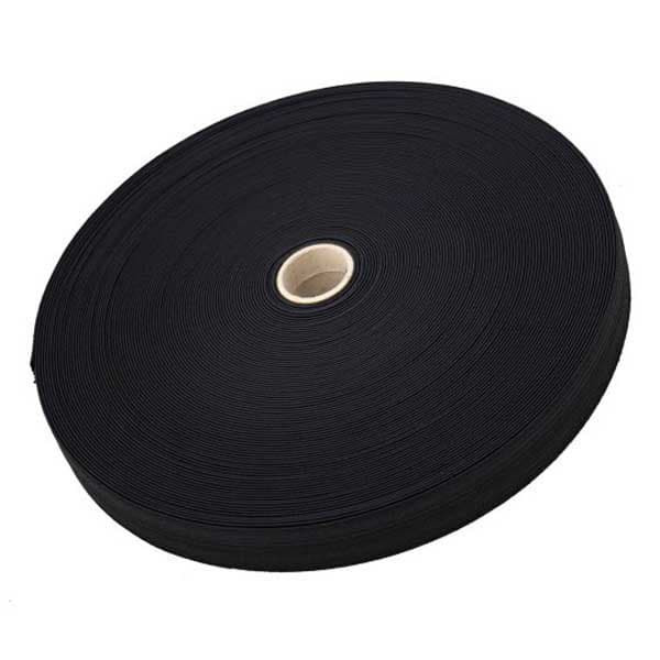 Euromarine Flat Elastisk Reb 50 M Sort 30 mm
