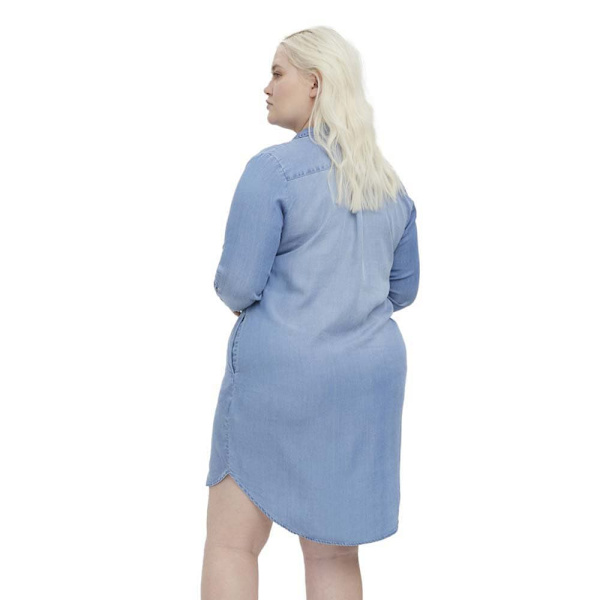 Vero Moda Curve Langærmet Kjole Sila Mix Blå 48 Kvinde
