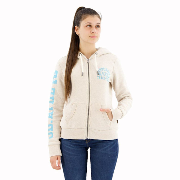 Superdry Super Athletic Graphic Sweatshirt Med Lynlås Beige 2XS Kvinde